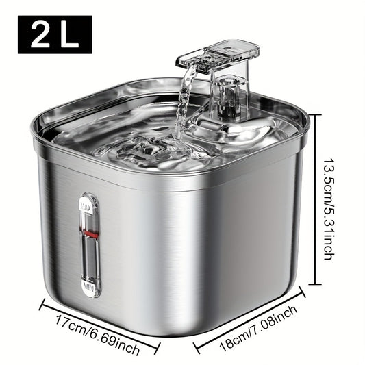 Cat Water Fountain, Stainless Steel Pet Water Fountain For Cats Inside, 3 Filters&Ultra-Quiet Pump, 73oz Automatic Dog Dispenser Water Bowl, Multiple Pets Water Fountain